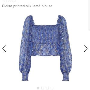 Rixo Printed Silk Lamé Blouse